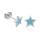 Boucles d'oreilles étoile bleue fluorescente argentée